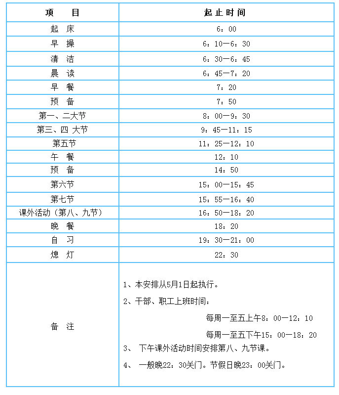 作息时间-忻州师范学院党委办公室